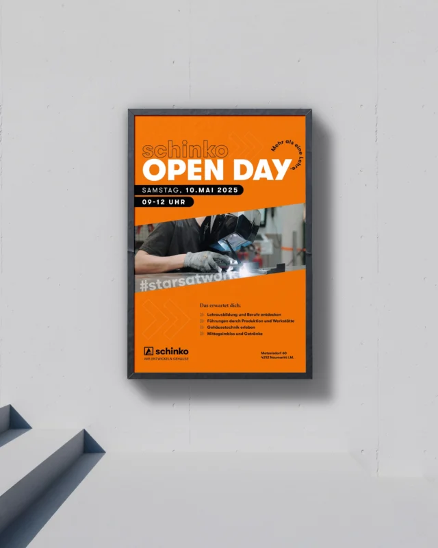 Industrie in Szene gesetzt!
Für den Open Day der Schinko GmbH durften wir ein plakatives Keyvisual gestalten – klar, auffällig, und 100 % on brand.
Eventkommunikation, wie sie sein soll: auf den Punkt.

#plakatdesign #eventsichtbar #schinkogmbh #einzigartigdesign
