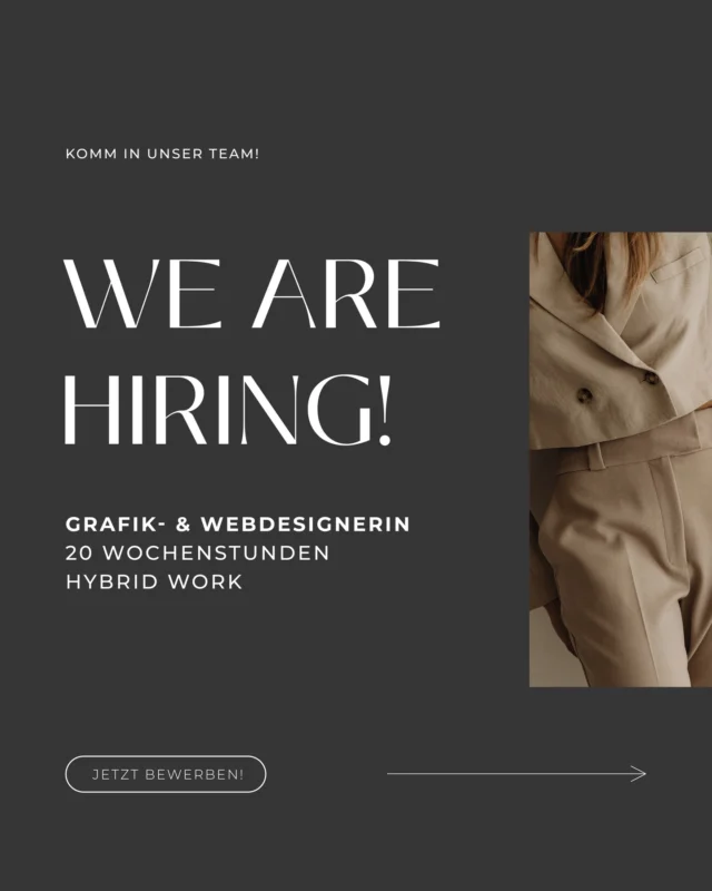 ✳ Wir suchen dich! ✳

einzigartig wächst – und dafür fehlt nur noch eins: eine kreative Grafik- & Webdesignerin (20h/Woche) mit Herz, Blick fürs Detail und Liebe zu gutem Design. 💛

Du willst nicht nur gestalten, sondern Marken mit Seele entwickeln?
Du arbeitest eigenverantwortlich, strukturiert und hast Freude am Kund:innenkontakt?

Dann wartet bei uns ein Job auf dich, der mehr ist als nur ein Job. ✳

→ Gallneukirchen & Remote
→ Branding | Design | WordPress
→ Mitdenken. Mitfühlen. Mitgestalten.

Ich freue mich auf deine Bewerbung an hello@einzigartig-design.at

#jobmitbedeutung #grafikdesignjob #designstudio #brandingagentur #teamliebe #gallneukirchen #stellenanzeige #grafikerin #webdesignerin #einzigartigdesign